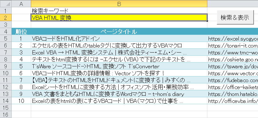 Webスクレイピング 4 実践 1 Google検索結果を取得しシートに書き出し